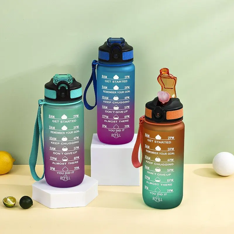 tritan BPA FREE 700ML  eco friendly large fitness gym sport motivational water bottle with time marker