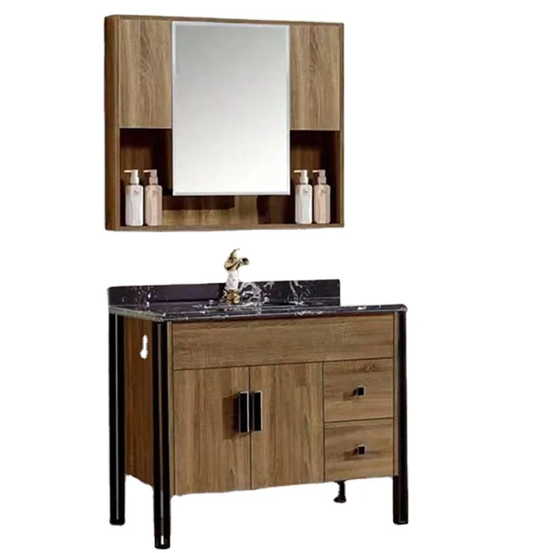 Plywood MDF Bathroom Vanity Cabinet with Mirror Cabinet