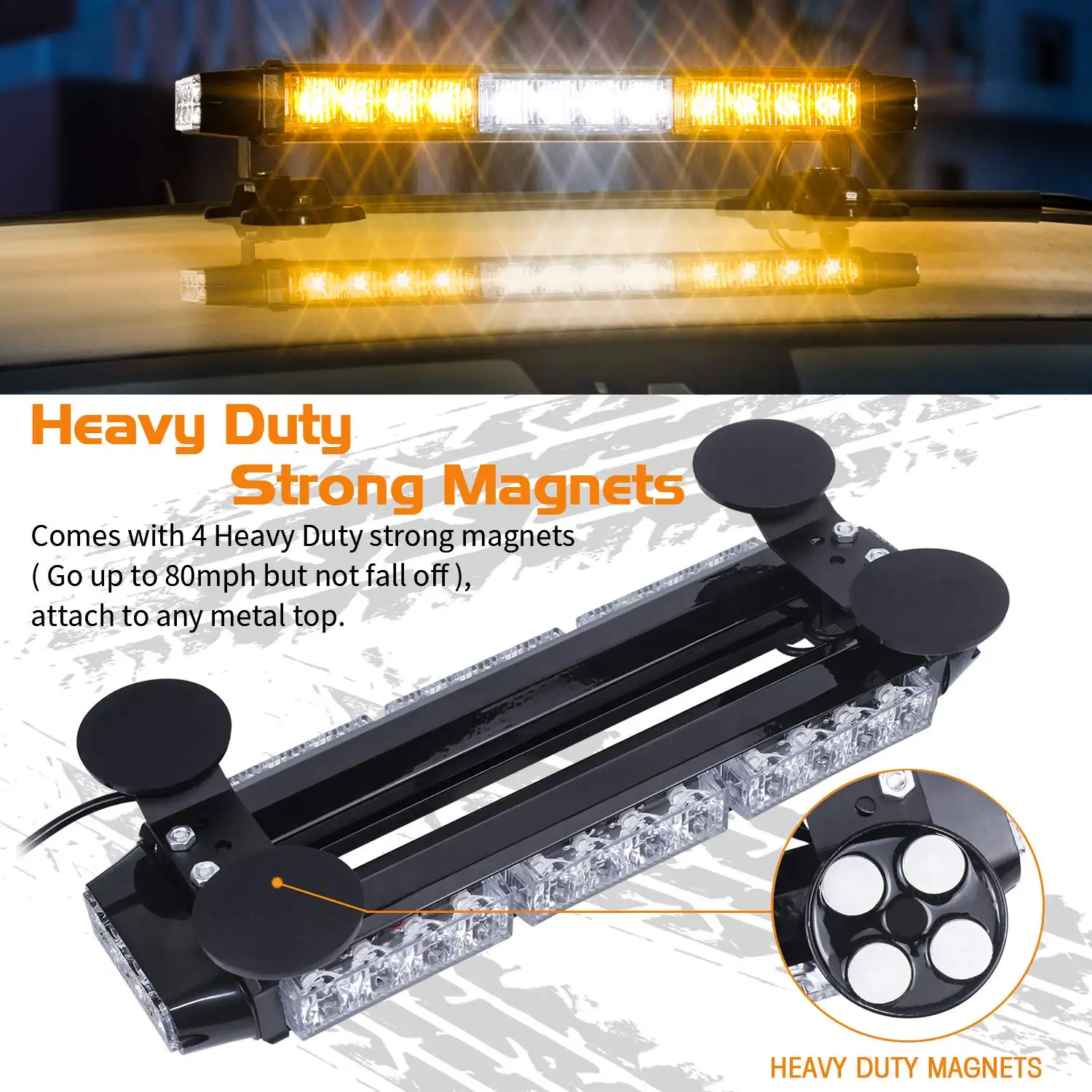 Hot Magnetic Chassis LED Flash Scintillation Light Bar Double Side 30 High Strength Emergency Hazard Warning Lighting