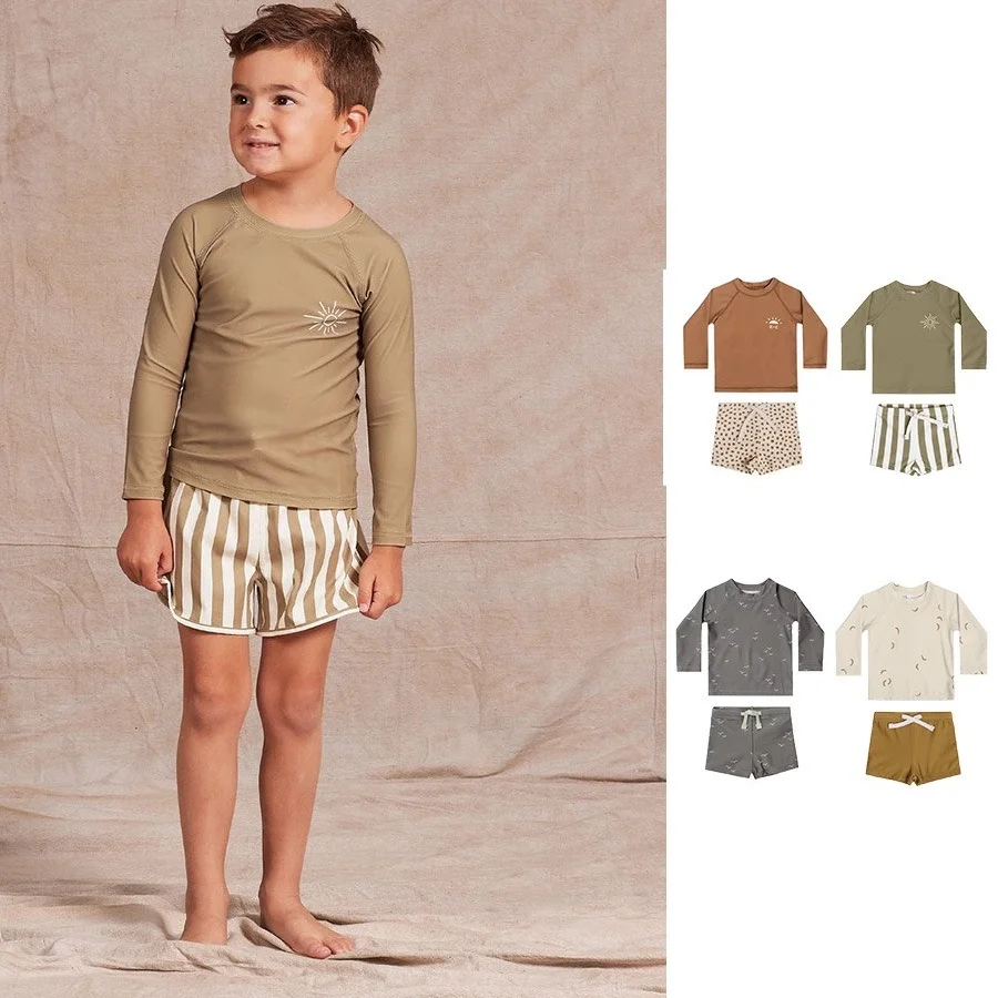 Toddler Bathing Suits For Boy Kids Swimwear Summer Long-Sleeved Beachwear Quick Dry Swim With Sun Protection Swimwear