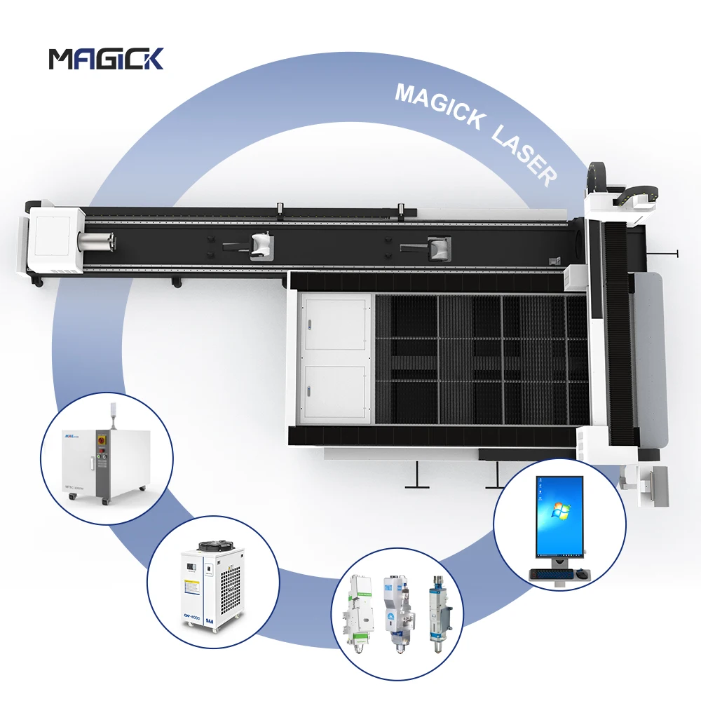 MKLASER stainless steel Dual-use Metal Sheet Pipe tube fiber laser cutting machine with Intelligent focusing laser head