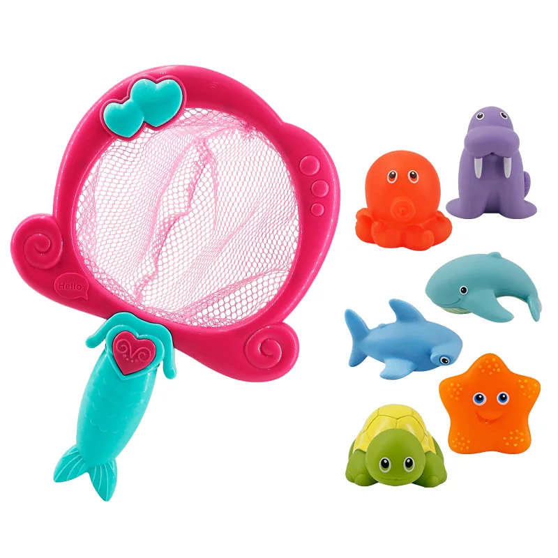 Baby water fish fishing Baby bathroom toys mermaid fishing Fish fishing animal temperature color change pond gum toys