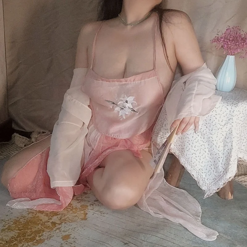 Plus Size 3XL Sexy Lingerie Classical Chinese Clothes Nightgown Transparent Fat Sister Republic of China Style Nightdress