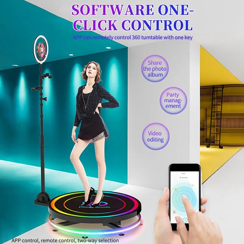 2024 New Style 360 Photo Booth Professional Lighting Camera 360 Photo Booth Shooting Remote Control 68cm For Events