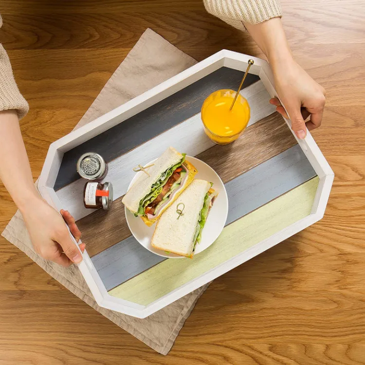Factory wholesale kitchen antique walnut breakfast wooden tray color wood tray