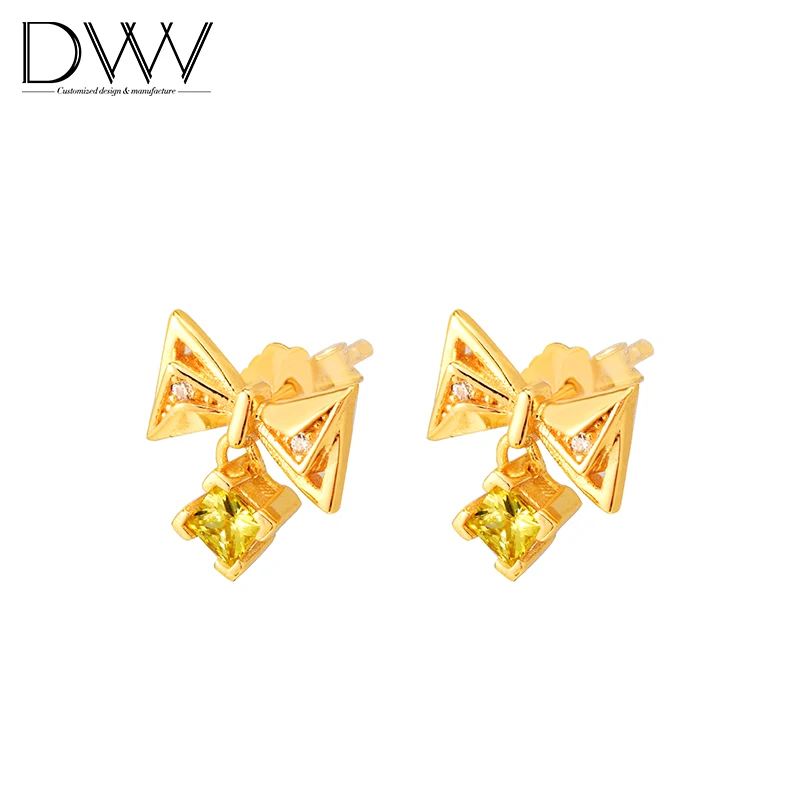 
Butterfly Knot Ear Ring 18K Gold Plated Stud Earring Geometric Silver Earring 