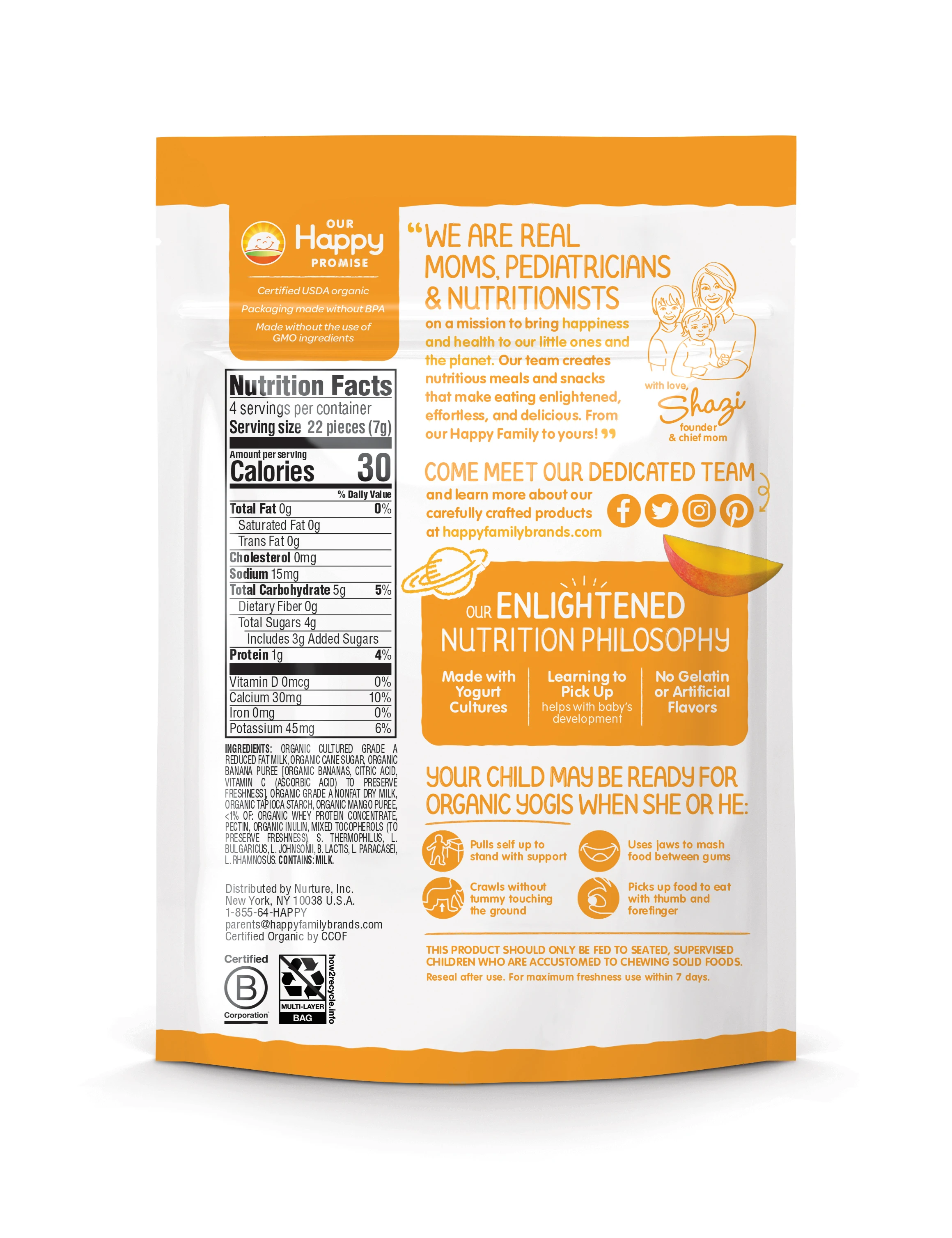 
Organic Yogis Gluten Free Freeze Dried Banana Mango Yogurt & Fruit Best Snacks for Baby / Toddler 