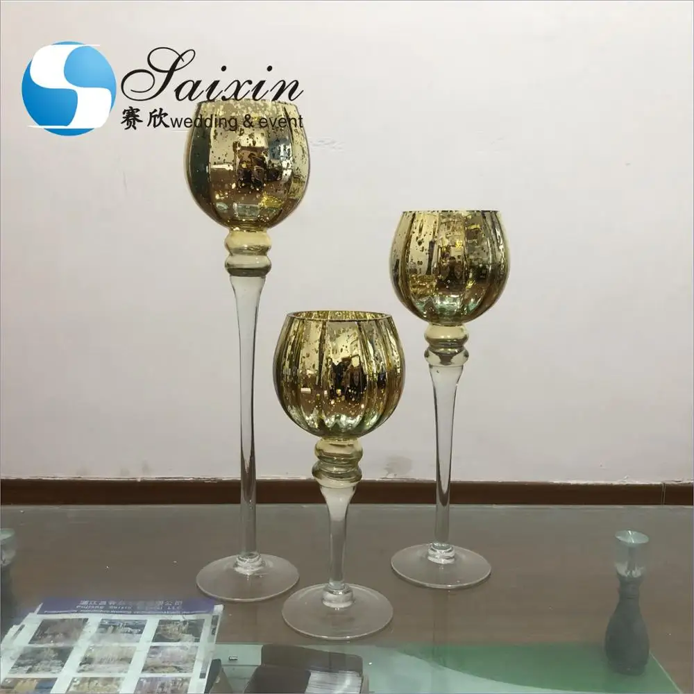 ZT-027 недорогого комплекта золото вина стеклянный подсвечник для свадьбы событие украшения