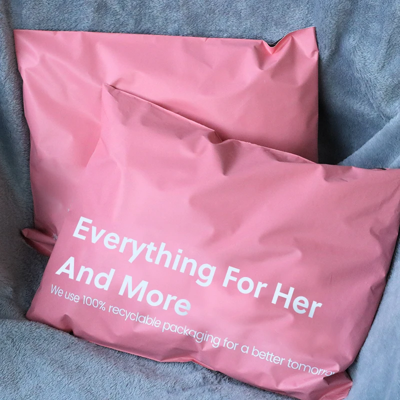 Wholesale Eco High Quality Decorated Custom Private Label Logo Printed Hot Pink Clothing Packaging Plastic Bags Polymailer