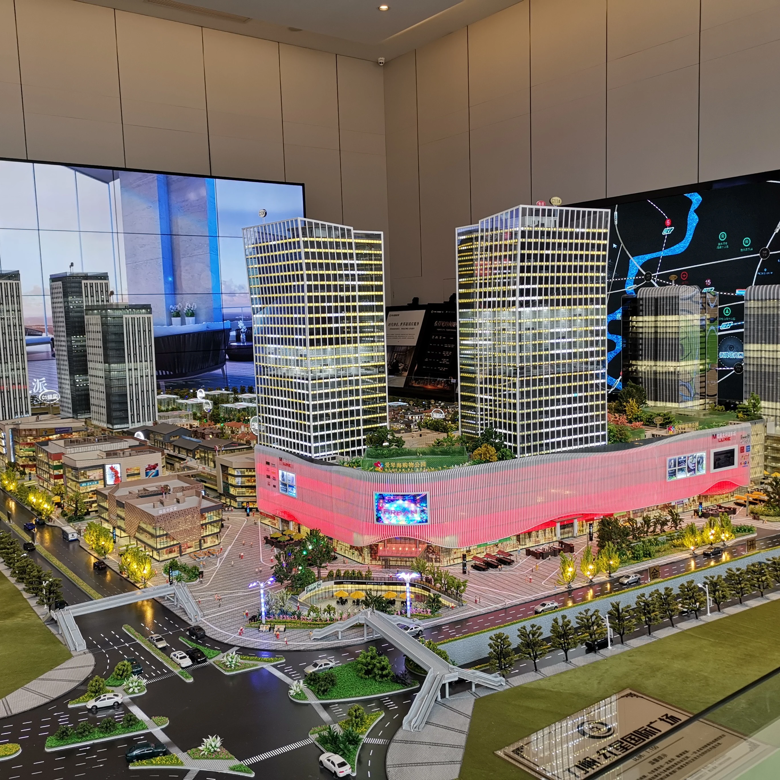 Perfect  LED lighting effect Miniature Architectural  building  custom scale  Plaza Mall architecture scale Models