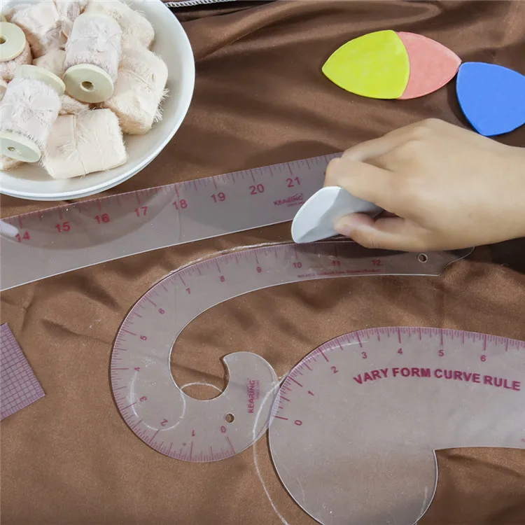 Kearing PVC Neck Hole Grading Ruler / 12' Plastic Sewing Curve Drawing Rulers for Fashion Design School Students # 6012