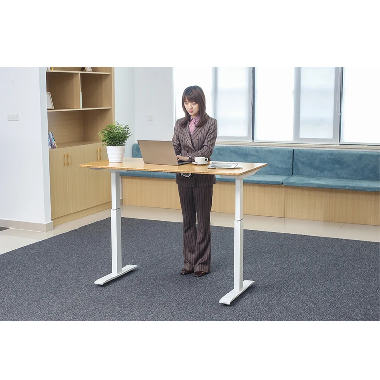 Electric Height Adjustable Computer Standing Desks Dual Motor Sit Stand Table Lifting Office Desk White Grey Black Table Legs