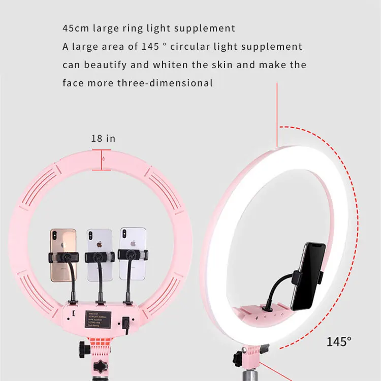 
Wholesale Price Dimmable Makeup18 Inch Ring Light With Cell Phone Holder Tripod Stand Selfie Led Circle Ring Light 