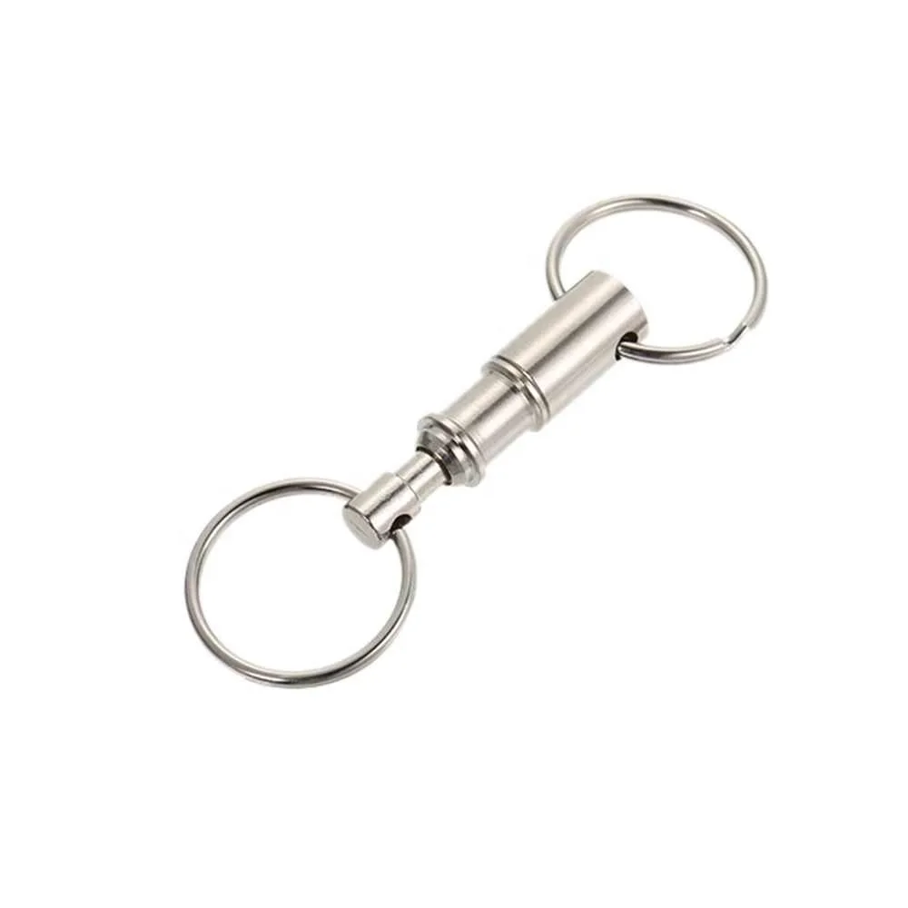 Stainless Steel Detachable Pull Apart Key Rings Keychain Double Rings Design Quick Release Key Chain