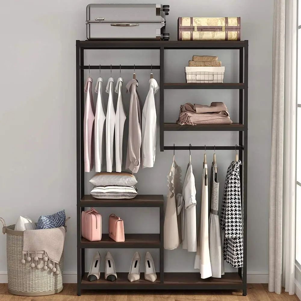 Free-standing Closet Organizer Clothing Shops Display Stands Clothes Garment Racks