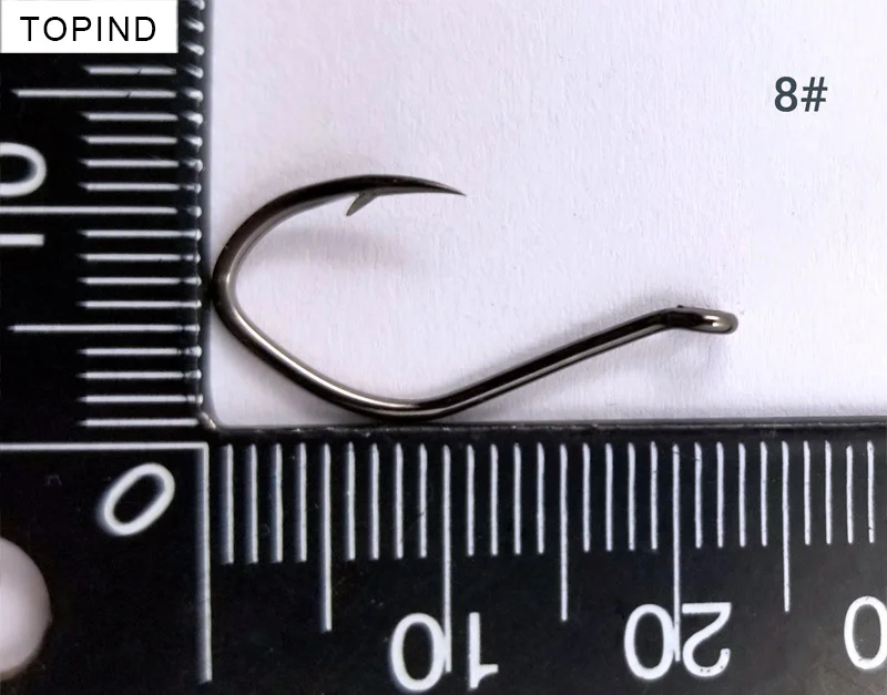 TOPIND 100pcs/bag 8083 High Carbon Steel Fishing Hooks Offset Catfish Hook With Black