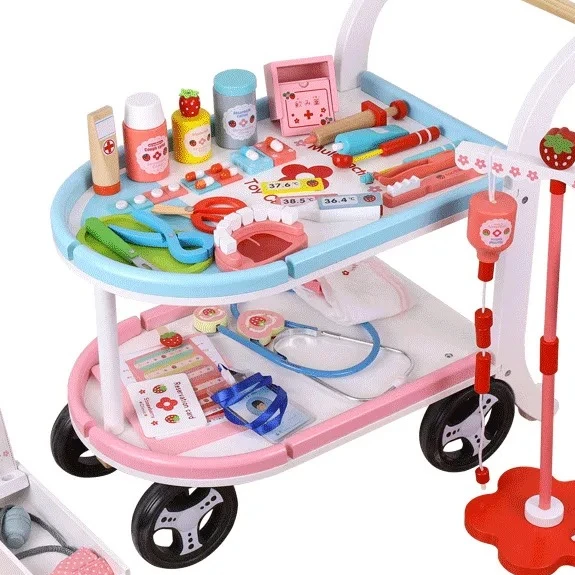 Детская деревянная тележка для ролевых игр