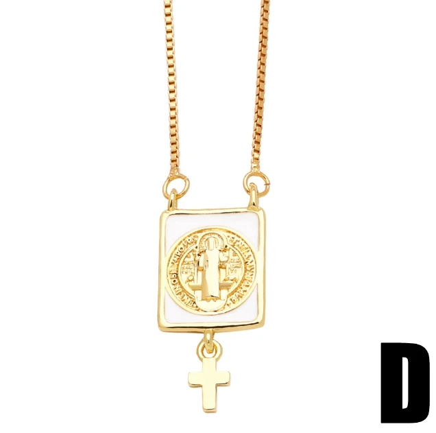Popular New religious Jewelry Dainty 18k Gold Plated White Enamel Virgen de Guadalupe St Benedict Scapular Necklace