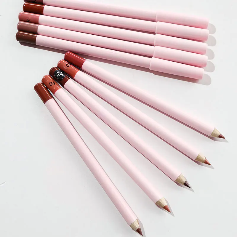 Long lasting waterproof private label your vegan high pigment lipliner pencil creamy matte dark brown nude pink lip liner pencil