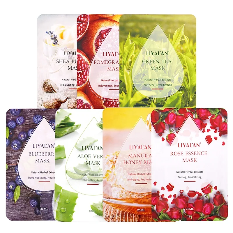 OEM Korean Skin Care Facial Mask Set Natural Plant Fruit Extract Moisturizing Whitening Face Sheet Mask