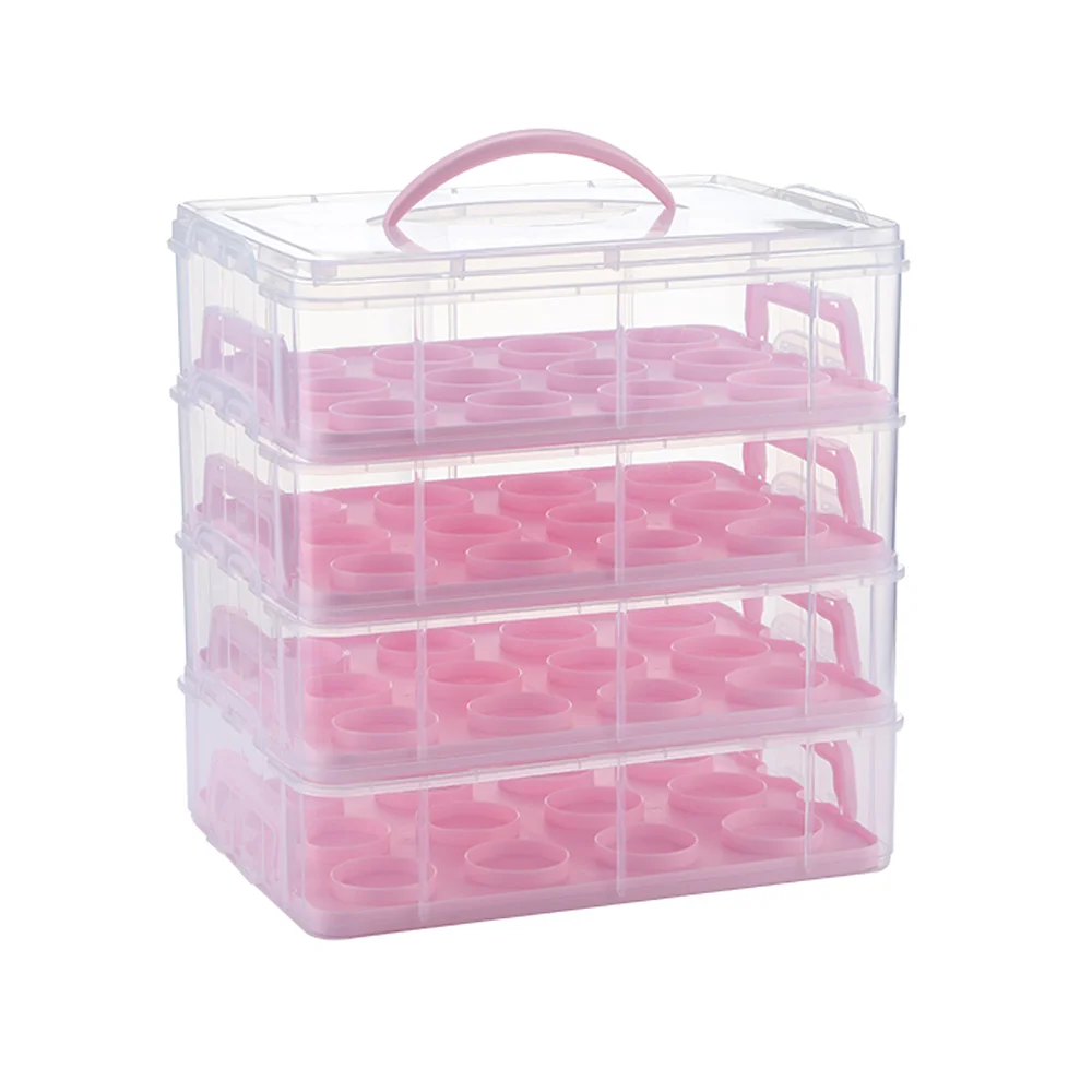 Portable custom color 4 layer plastic cup cake box