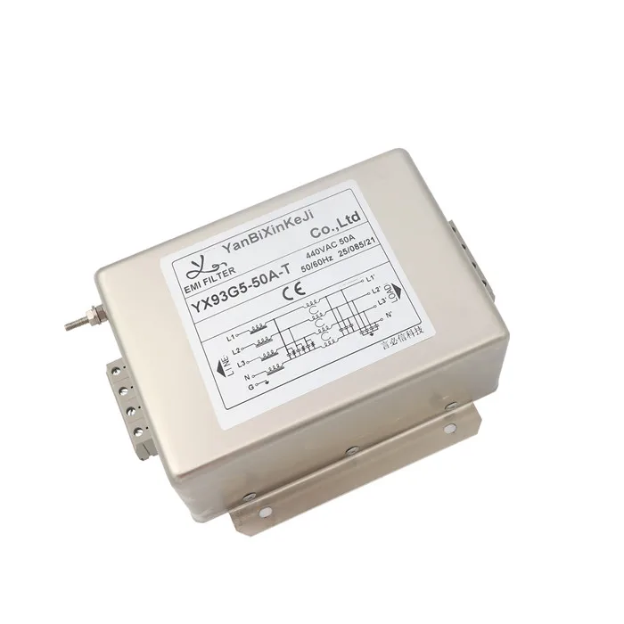 Yanbixin YX93G5-50A-S 3 фазы 4 линии высокой мощности emi фильтр 50A шума rfi сети электронные фильтры для частотно-регулируемым приводом и