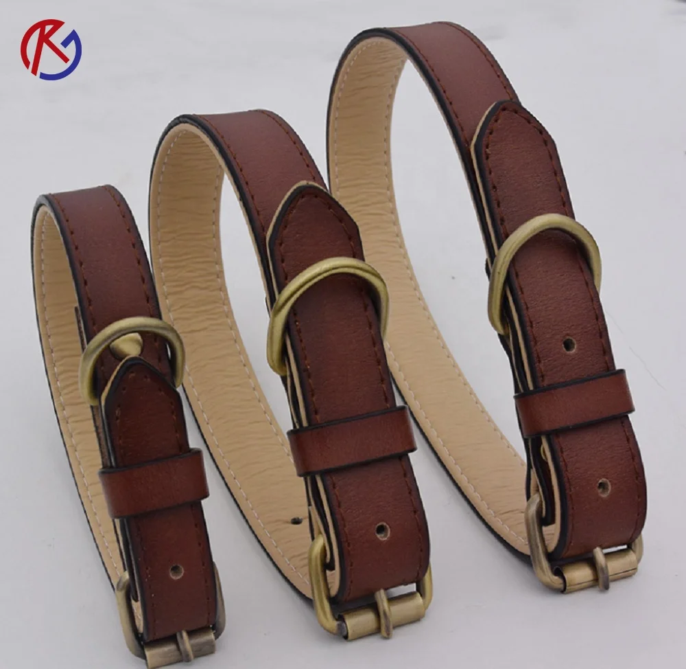 New Fashion E Unique Solid Plain Blank Italian Durable Real Leather Dog Collar