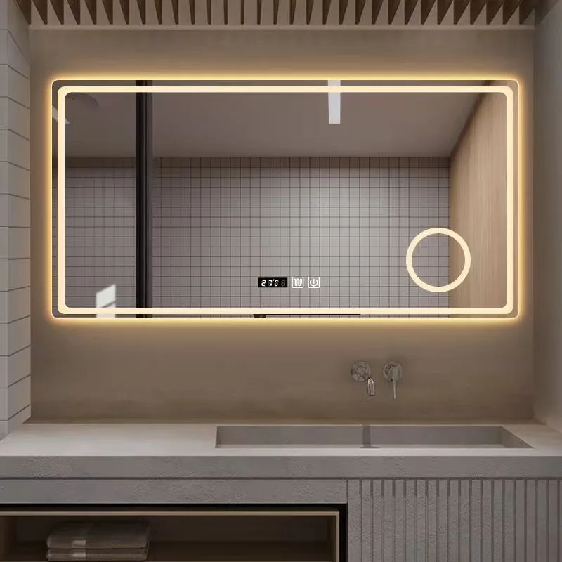 Wholesale Customized Intelligent Time Display Defogger Bathroom Mounted Wall Backlit Light Smart LED Mirror