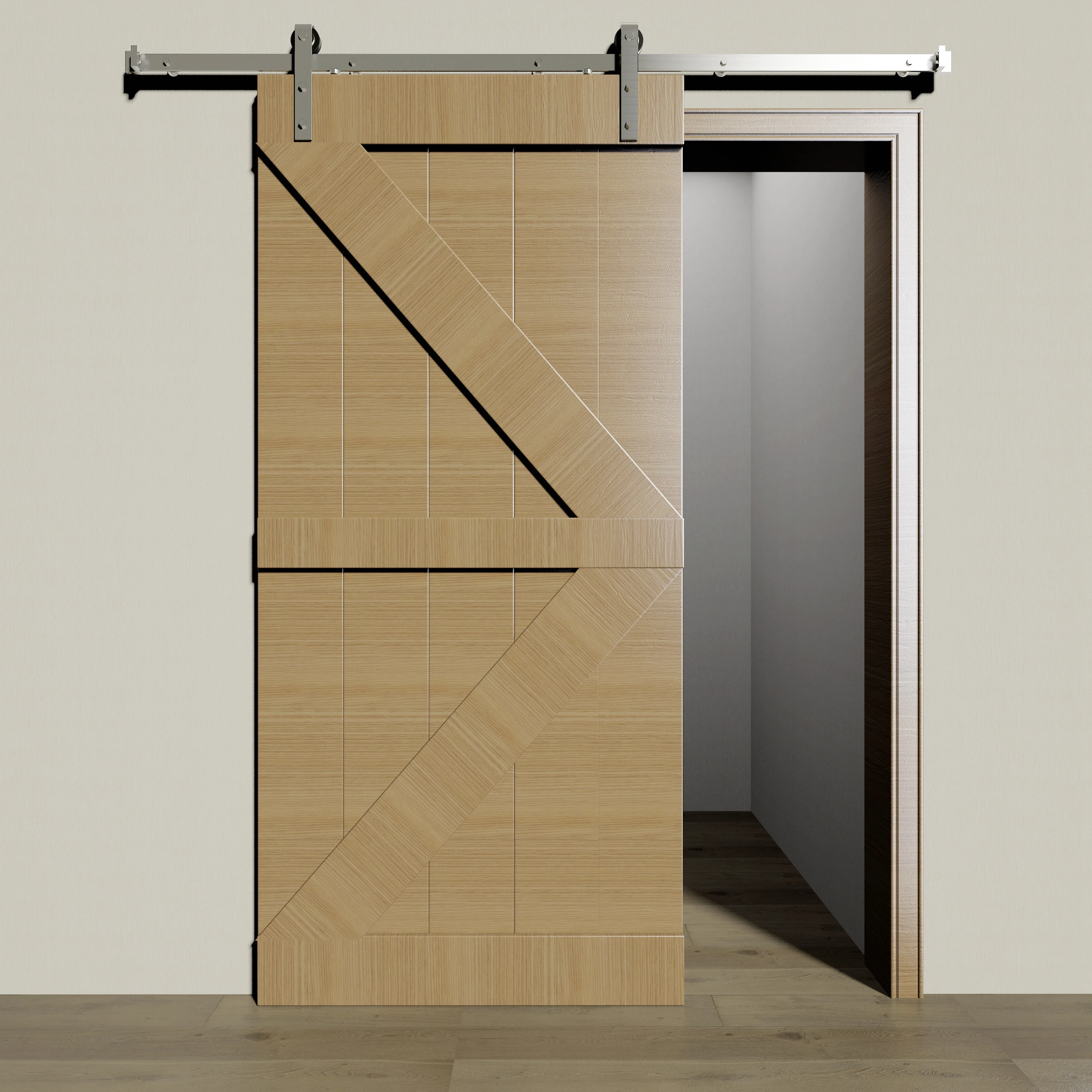 Hot Sale Good Quality Aluminum Double Door Splicing Piece Sliding Barn Door Track Wooden Door Hardware Slide Rail Kit