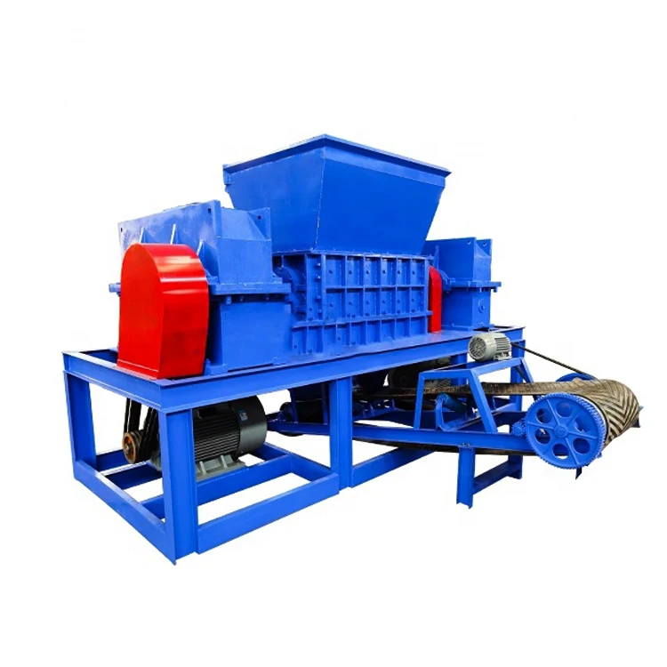 double shaft industrial large paper waste plastic car tire carton box shredder