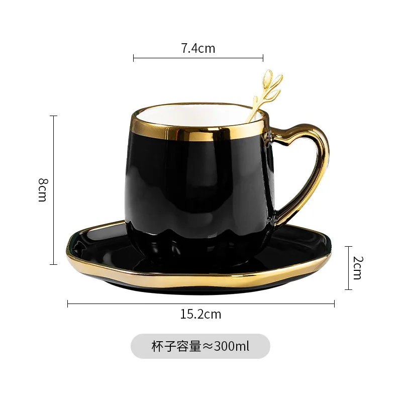 Custom Ceramic Cup and Saucer Colored Glaze Luxury Gold Rim Porcelain Espresso Cappuccino Turkish Coffee Tea Cup Set