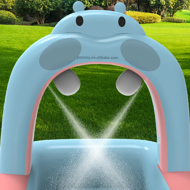 New arrival outdoor hippo cartoon PVC large family pool kids throw circle game water play splash pool inflatable swimming pool