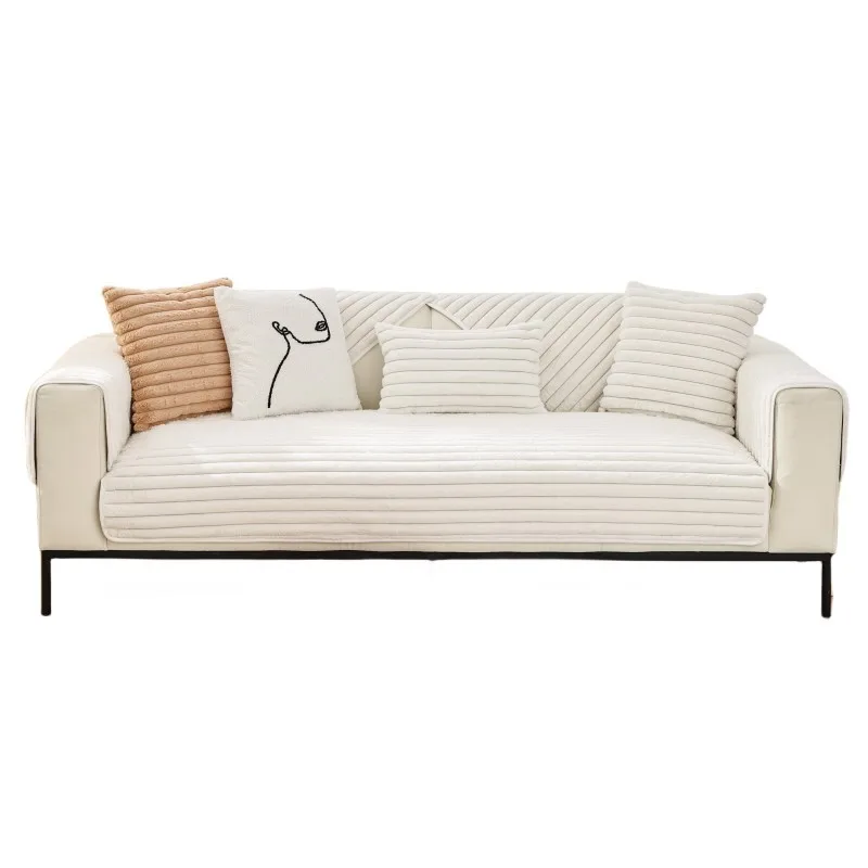 French Luxury Rabbit Plush Sofa Towel Thickened Warm Cream Wind Non-Slip Leather Winter Home Textile