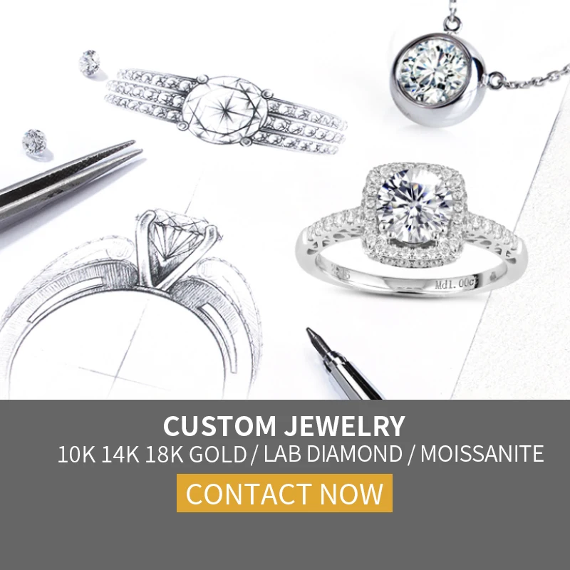 Custom Jewelry 14K Solid Gold 1CT D VS1 Lab Grown Diamond Solitary Band Ring