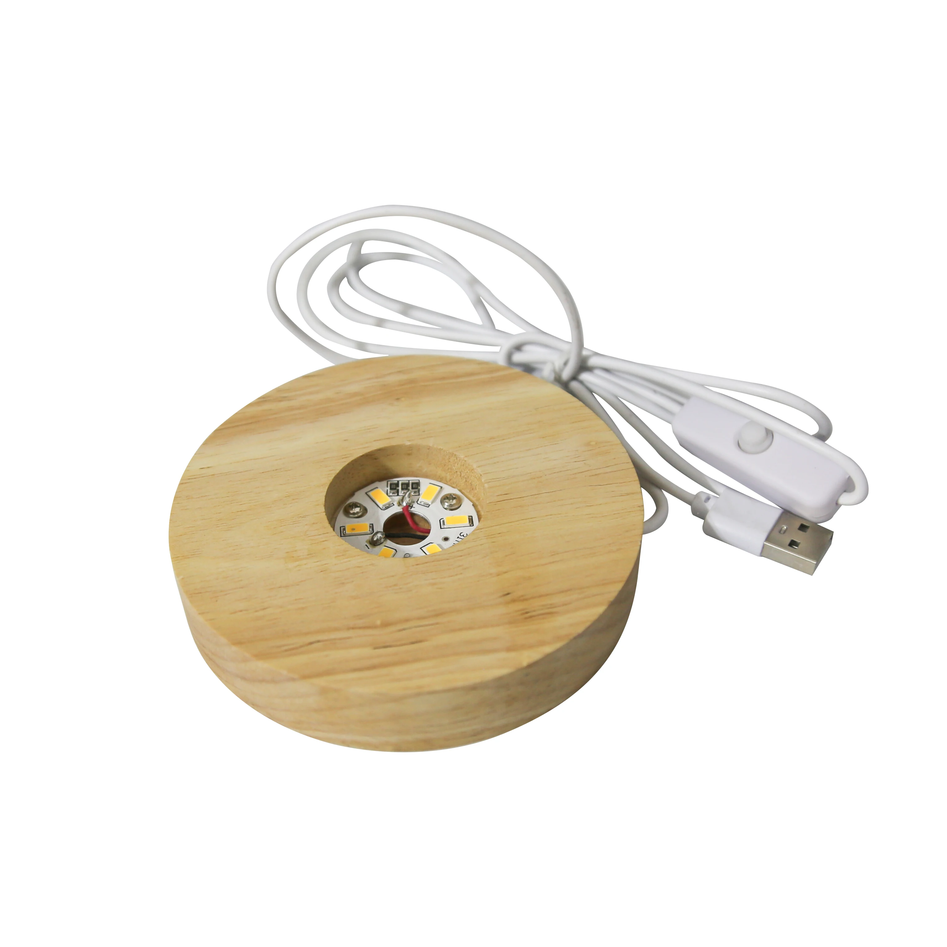 10CM Round led wooden light base 3d night light lamp stand holder for crystal ball glass ball