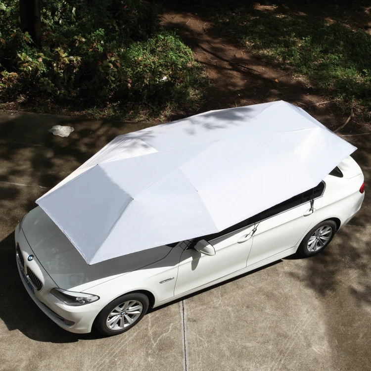 Portable folding Outdoor semi automatic 4.2m 4.6m Car sunshade Roof Shade Cover Automatic Umbrellas With Remote