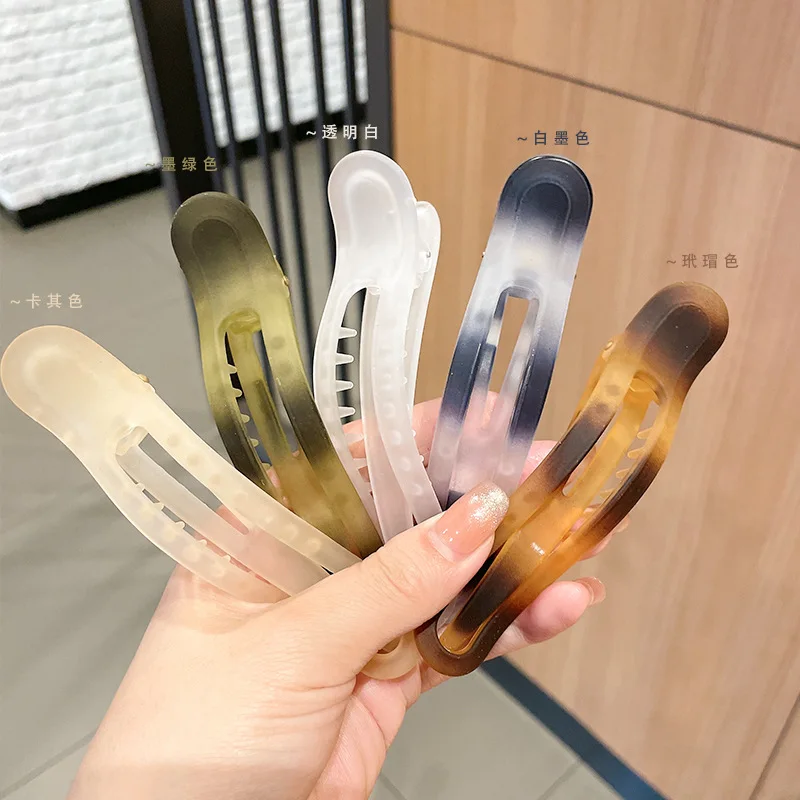 GIRLIZE Fashion 11 Cm Large Frosted Matte Acrylic Plastic Hair Claw Clip Duckbill Clip Hair Clip With Toothed