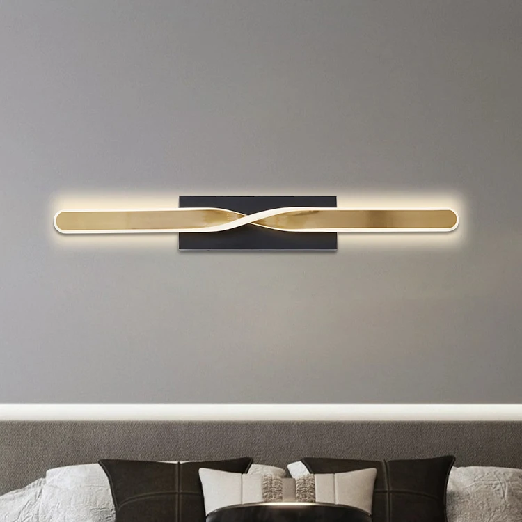 Luxury Lighting Minimalist Nordic Linear Spiral Led Wall Light Modern Office Bar Black Strip Led Wall Lamp