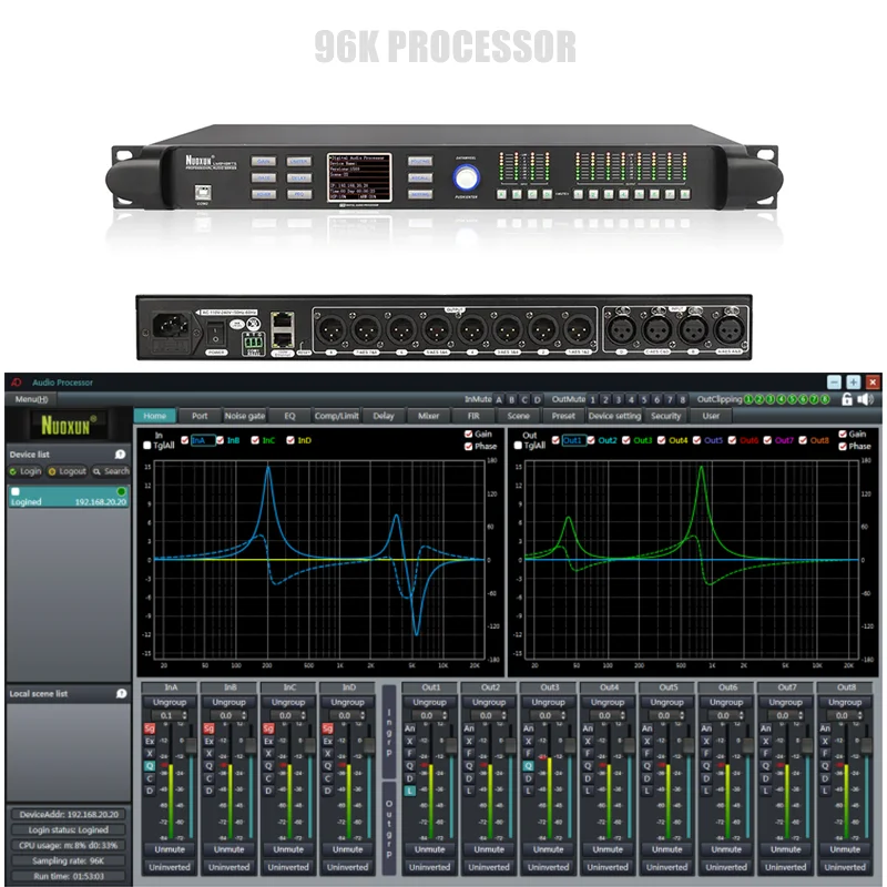 Frequency Division Loudspeaker System Digital Audio Processor for Line Array Speaker