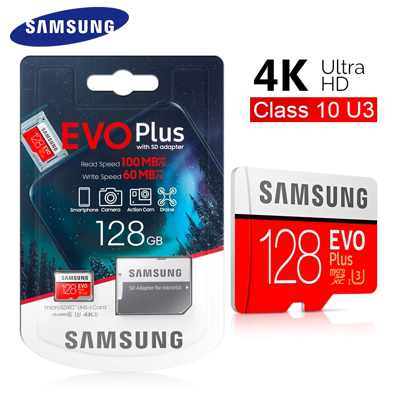  Оригинальная SAMSUNG micro EVO Plus TF-карта SD-карта 32 ГБ 64 128 оптовая продажа Samsung 256 512