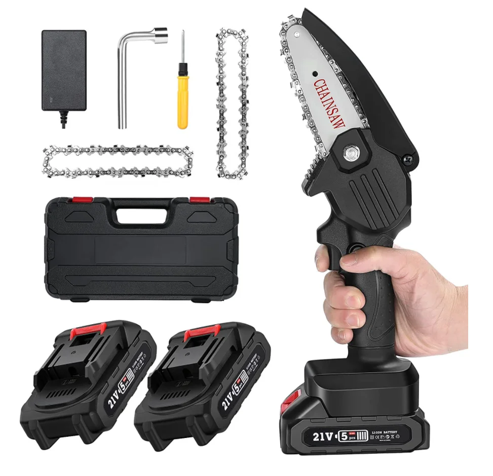 Rechargeable single flashlight chain saw portable 4 inch 6 inch mini chainsaw cordless chainsaw suitable for garden carpentry