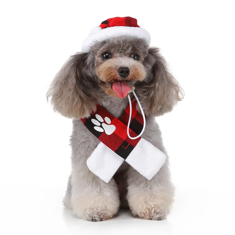 Pet Christmas scarf Bib Pet dog birthday scarf Pet Christmas snowflake hat dog scarf