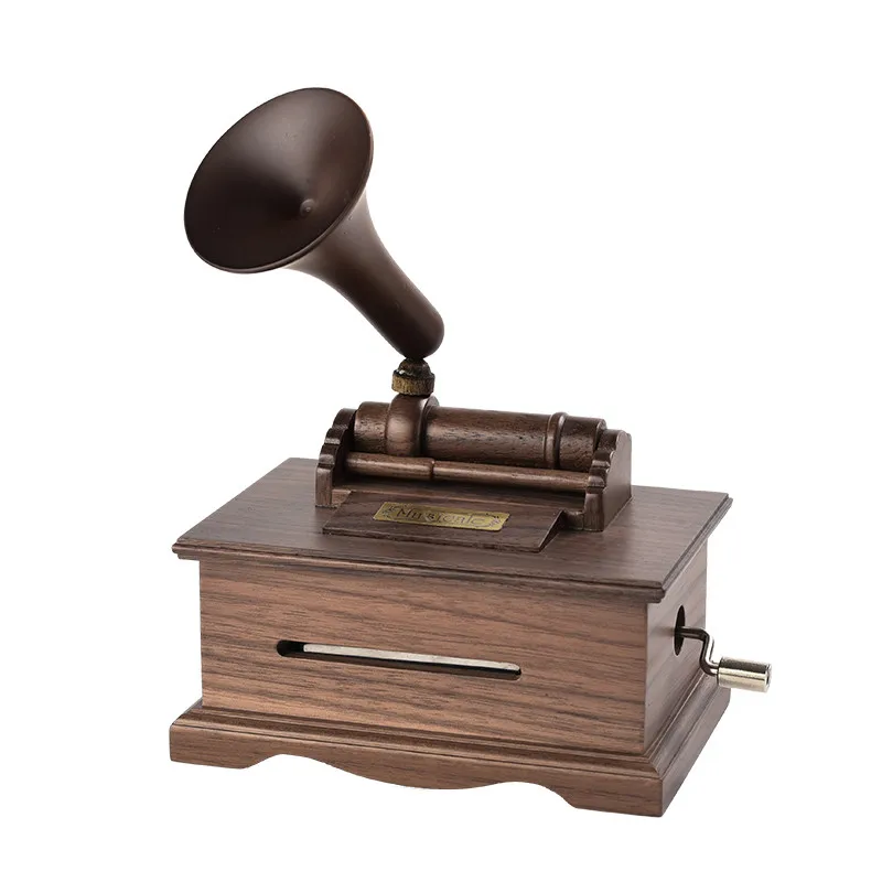 Vintage Music Box 30-Note  Hand Crank Phonograph  Music Box With  Paper Tape DIY Wood  Music Box