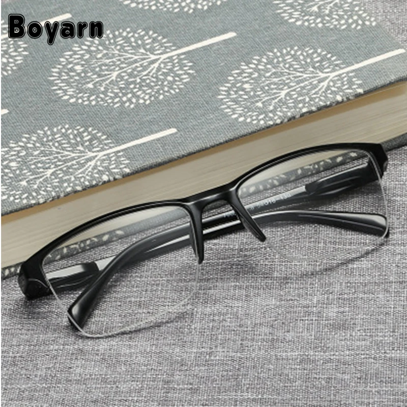 Half Frame Reading Glasses Presbyopic Eyewear Male Female Far sight Glasses Ultra Light Black with strength  25 to  400 (60818949798)