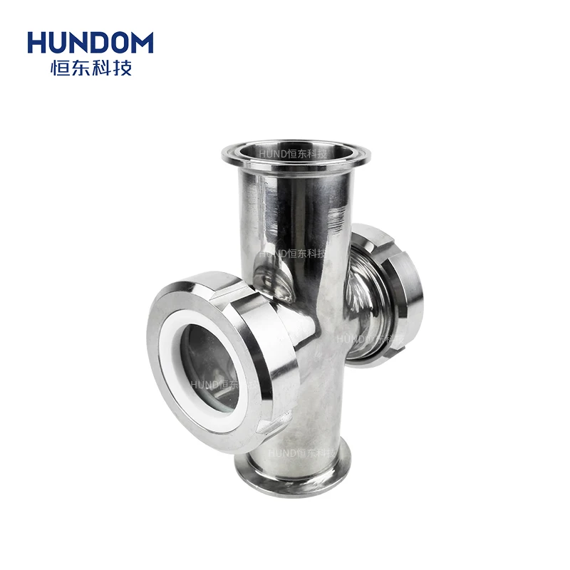 Factory direct sale stainless steel tri clamp 4 way sight glass tube fitting