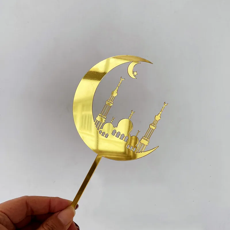 2022 New Acrylic Ramadan Cake Topper Eid Mubarak Cupcake Topper Muslim Eid Baking Baby Shower Decoration Party Favors