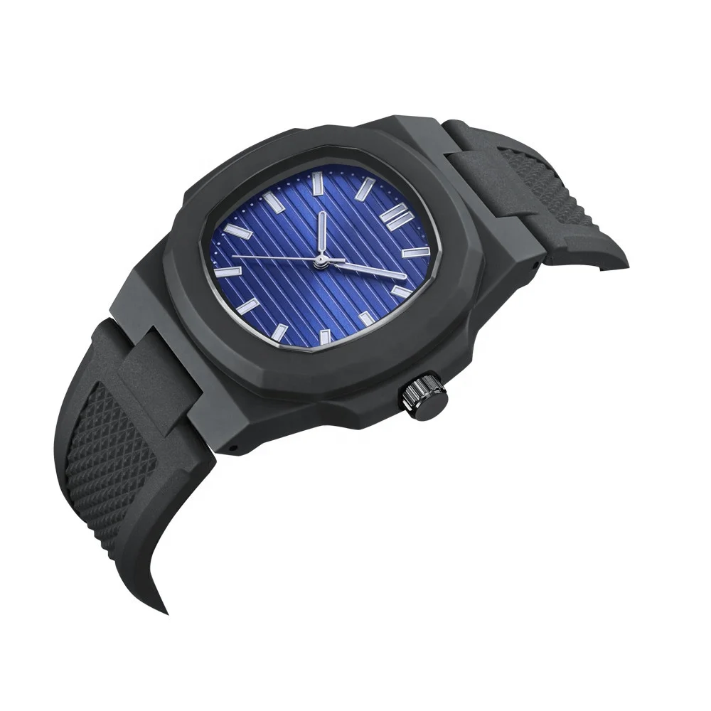 Classic Square Sport Waterproof Luminous Silicone Polycarbon Quartz Watch Custom Online Shopping Mens Style Watches