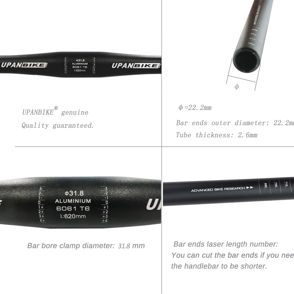 Custom 31.8mm*620mm Aluminium Alloy Bicycle Handlebars MTB Flat Bar Riser Bar BMX Mountain Bike Handlebar