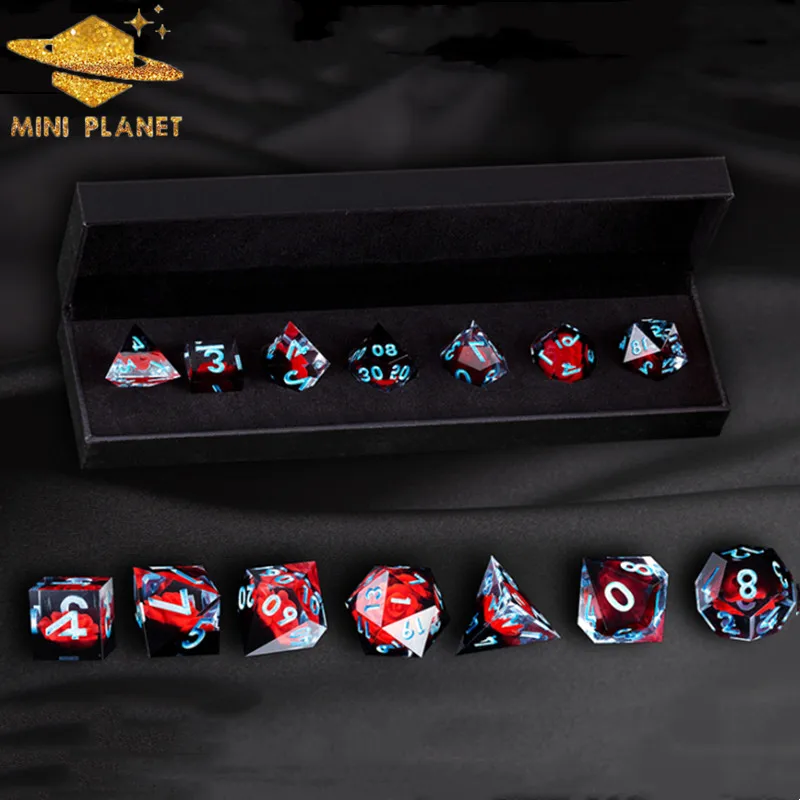 MINI PLANET DND Dice Set Handcrafted Resin Dice with Sharp Edges Dungeons and Dragons Flower Dice D&D For TRPG Board Games