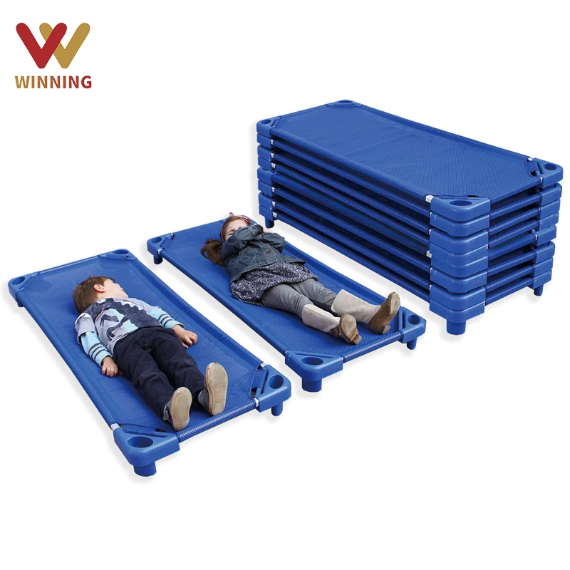 Kindergarten School Furniture Pack of 4 Colorful Kids Stackable Naptime Cot Montessori Daycare Toddler Bed